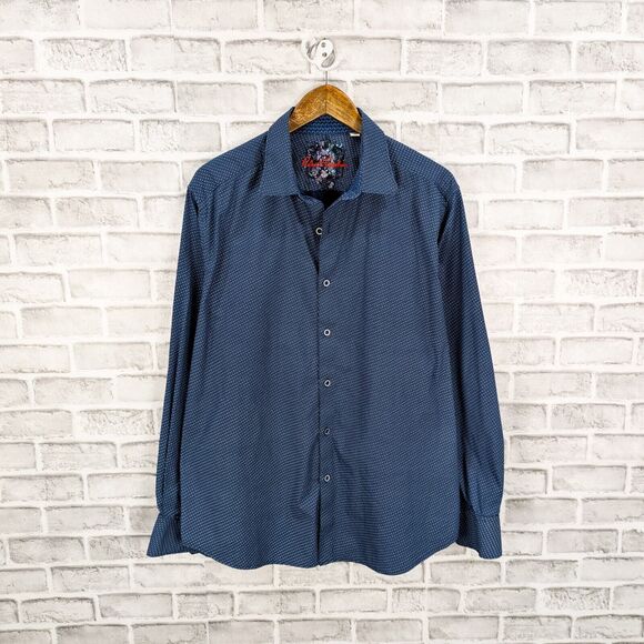 Robert Graham Men's Classic Fit 2XL Button up Shirt blue geo cotton - Picture 1 of 5